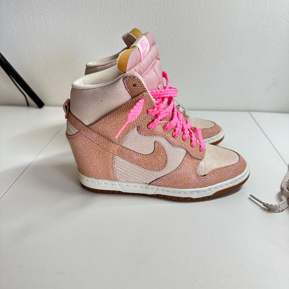 Nike Women's Pink and Tan Wedge Sneakers